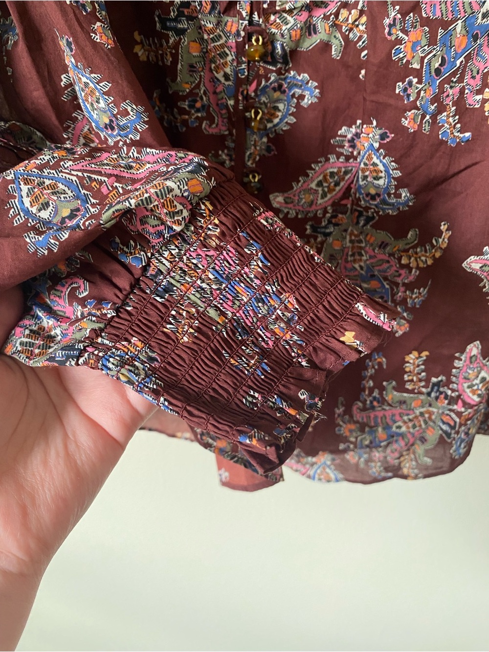 Veronica Beard Hopkins Paisley Ruffle Front Blouse - Picture 9 of 11